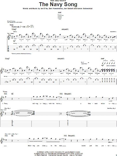 open zoom image for The Navy Song - Guitar TAB, New, Main