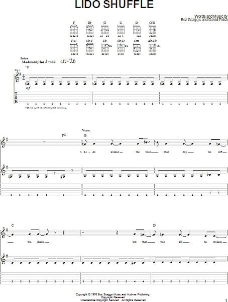 open zoom image for Lido Shuffle - Easy Guitar with TAB, New, Main