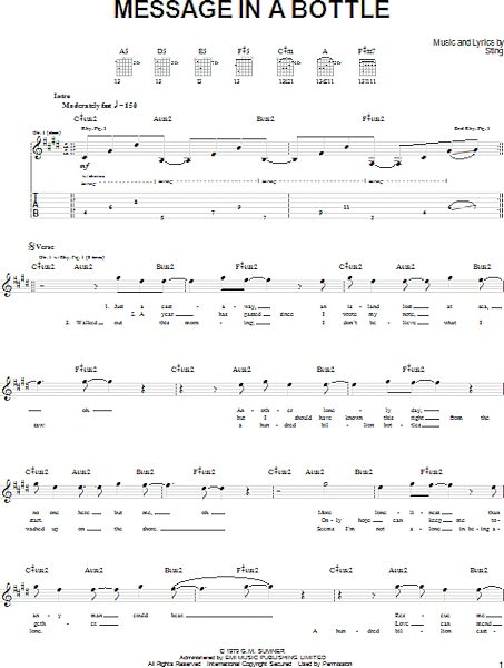 open zoom image for Message In A Bottle - Easy Guitar with TAB, New, Main