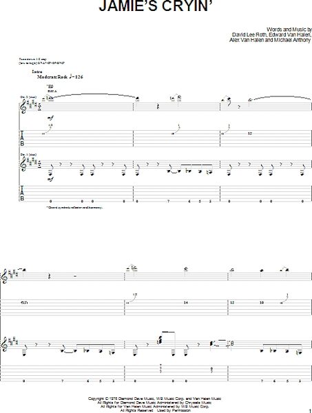 open zoom image for Jamie's Cryin' - Easy Guitar with TAB, New, Main