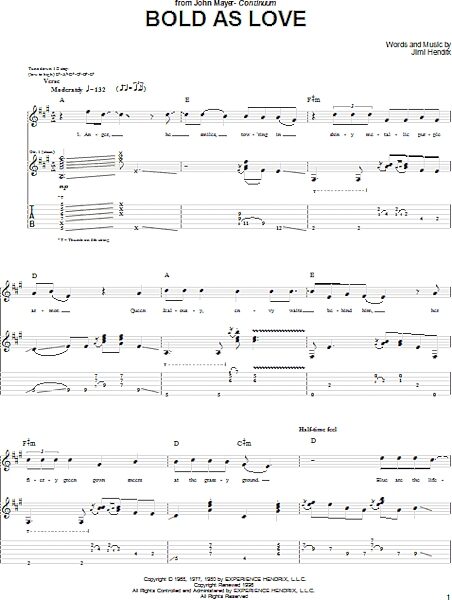 open zoom image for Bold As Love - Guitar TAB, New, Main