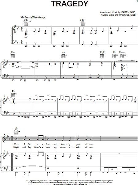 open zoom image for Tragedy - Piano/Vocal/Guitar, New, Main