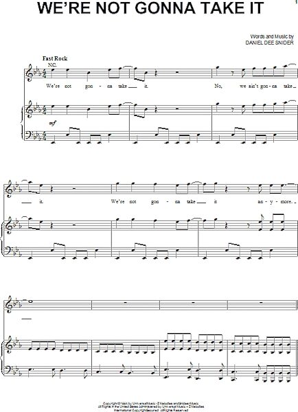 open zoom image for We're Not Gonna Take It - Piano/Vocal/Guitar, New, Main