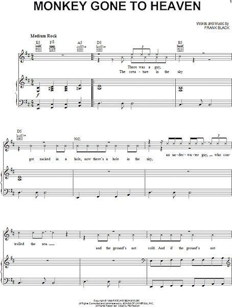 open zoom image for Monkey Gone To Heaven - Piano/Vocal/Guitar, New, Main