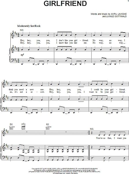 open zoom image for Girlfriend - Piano/Vocal/Guitar, New, Main