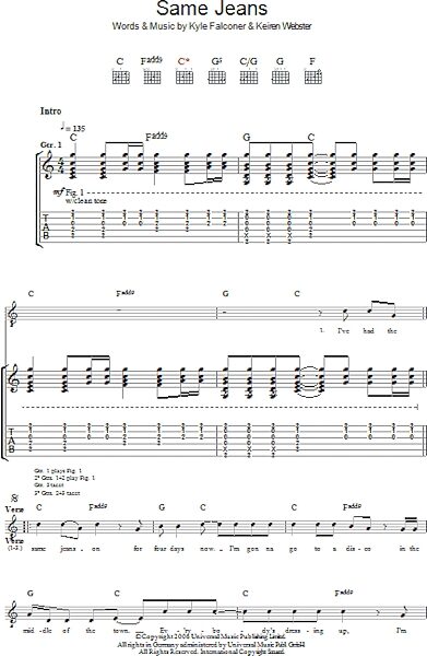 open zoom image for Same Jeans - Guitar TAB, New, Main