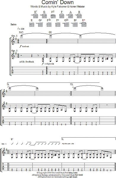 open zoom image for Comin' Down - Guitar TAB, New, Main