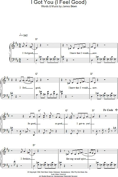 open zoom image for I Got You (I Feel Good) - Piano/Vocal/Guitar, New, Main