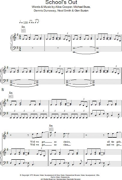 open zoom image for School's Out - Piano/Vocal/Guitar, New, Main