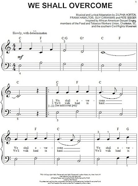 open zoom image for We Shall Overcome - Big Note Piano, New, Main
