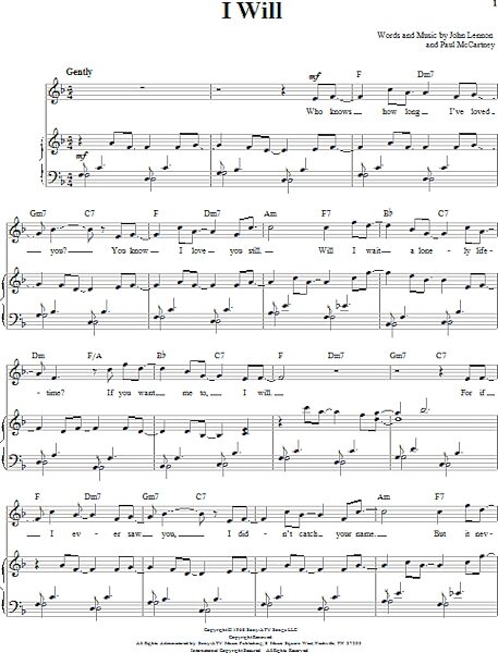 open zoom image for I Will - Piano Vocal, New, Main