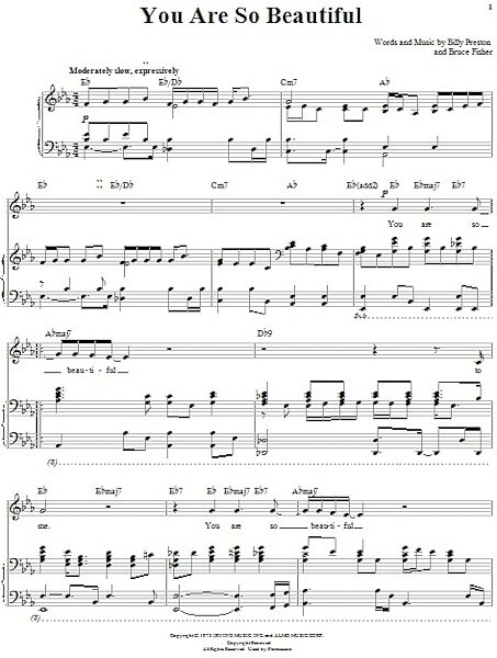 open zoom image for You Are So Beautiful - Piano Vocal, New, Main