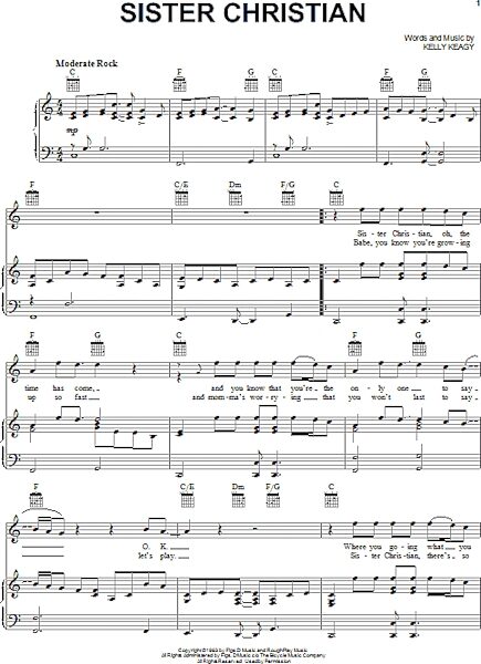 open zoom image for Sister Christian - Piano/Vocal/Guitar, New, Main