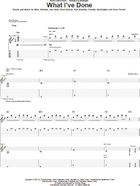 open zoom image for What I've Done - Guitar TAB, New, Main