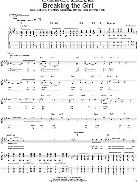 open zoom image for Breaking The Girl - Guitar TAB, New, Main