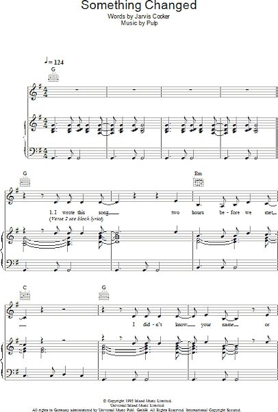 open zoom image for Something Changed - Piano/Vocal/Guitar, New, Main