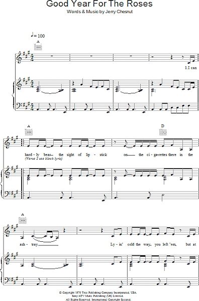 open zoom image for A Good Year For The Roses - Piano/Vocal/Guitar, New, Main