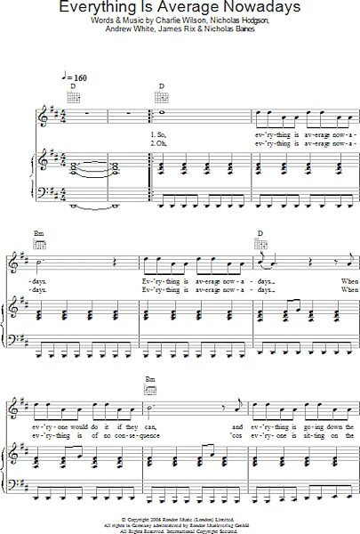 open zoom image for Everything Is Average Nowadays - Piano/Vocal/Guitar, New, Main