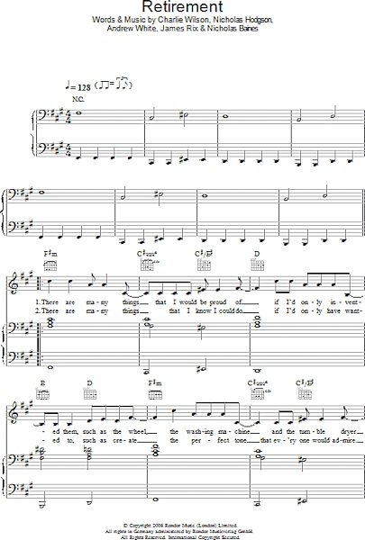 open zoom image for Retirement - Piano/Vocal/Guitar, New, Main