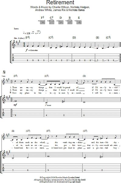 open zoom image for Retirement - Guitar TAB, New, Main