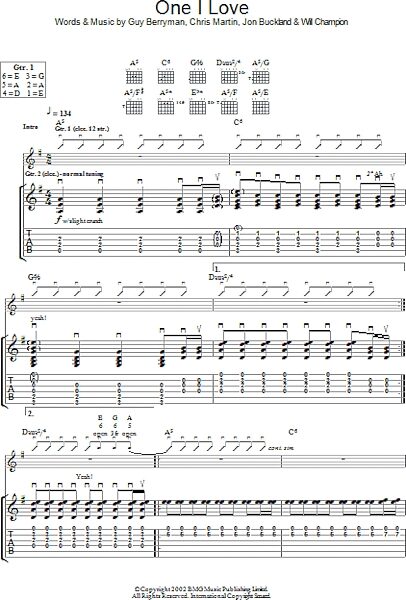 open zoom image for One I Love - Guitar TAB, New, Main