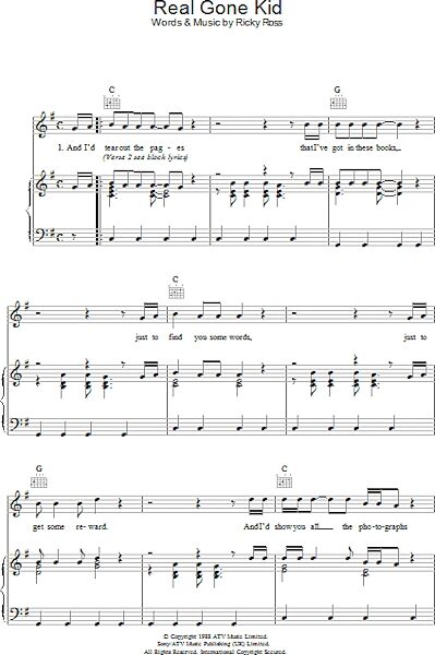 open zoom image for Real Gone Kid - Piano/Vocal/Guitar, New, Main
