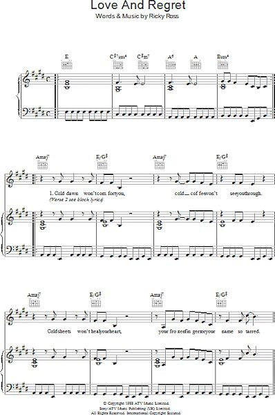 open zoom image for Love And Regret - Piano/Vocal/Guitar, New, Main