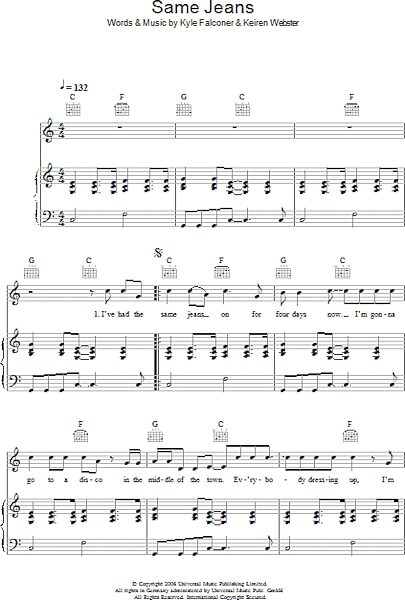 open zoom image for Same Jeans - Piano/Vocal/Guitar, New, Main