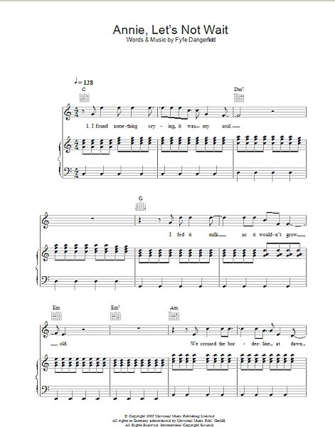 open zoom image for Annie, Let's Not Wait - Piano/Vocal/Guitar, New, Main