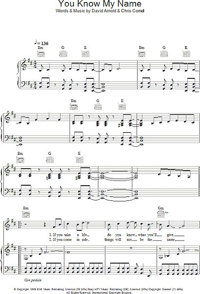 open zoom image for You Know My Name (Theme from James Bond: Casino Royale) - Piano/Vocal/Guitar, New, Main