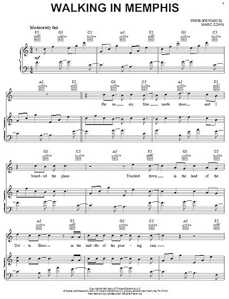 open zoom image for Walking In Memphis - Piano/Vocal/Guitar, New, Main