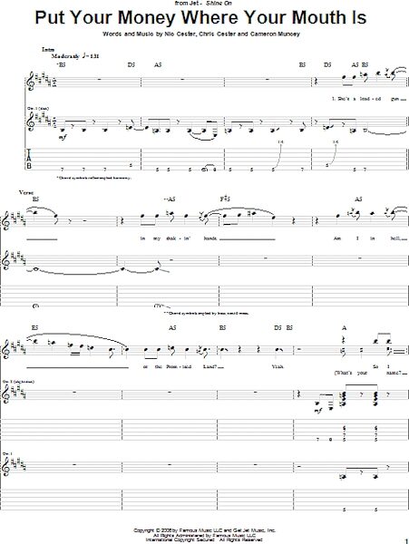 open zoom image for Put Your Money Where Your Mouth Is - Guitar TAB, New, Main