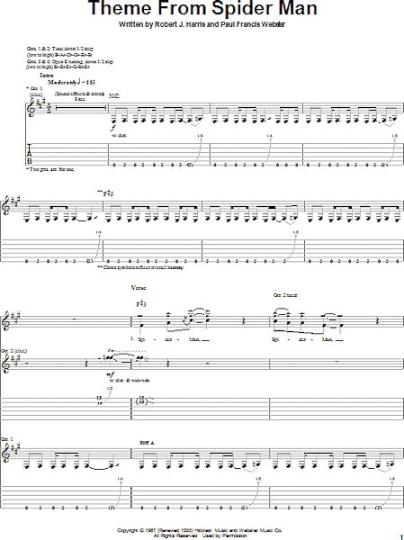 open zoom image for Theme From Spider-Man - Guitar TAB, New, Main