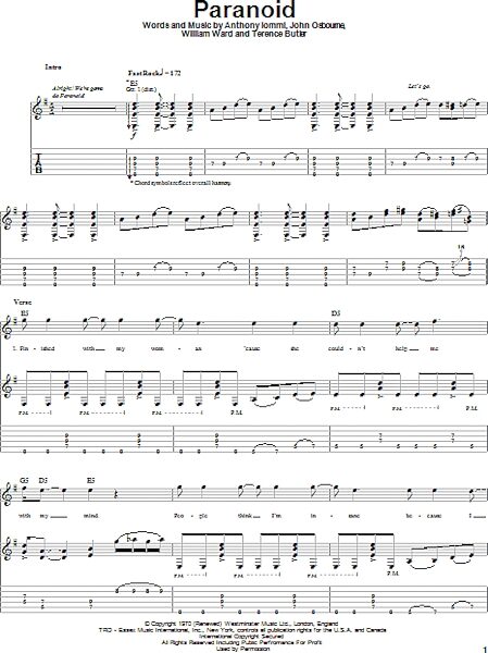 open zoom image for Paranoid - Guitar TAB, New, Main