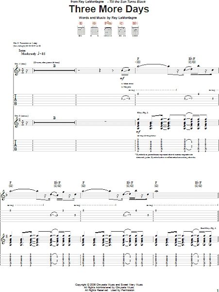 open zoom image for Three More Days - Guitar TAB, New, Main