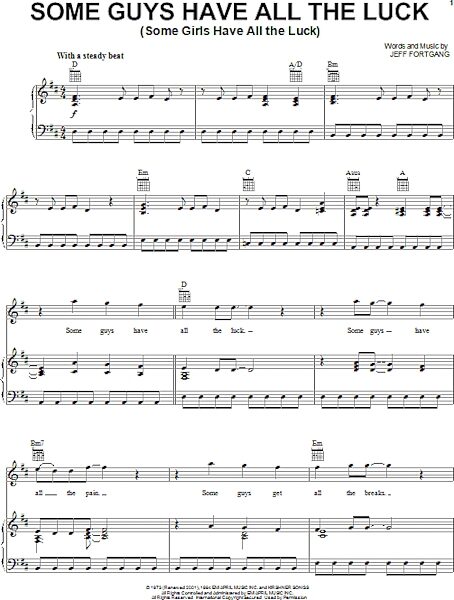 open zoom image for Some Guys Have All The Luck (Some Girls Have All The Luck) - Piano/Vocal/Guitar, New, Main