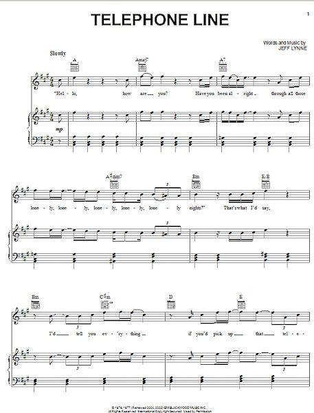 open zoom image for Telephone Line - Piano/Vocal/Guitar, New, Main
