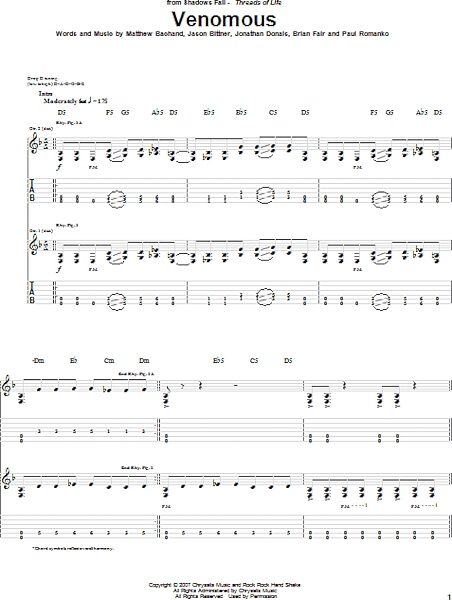 open zoom image for Venomous - Guitar TAB, New, Main