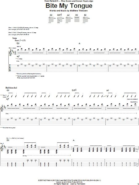 open zoom image for Bite My Tongue - Guitar TAB, New, Main