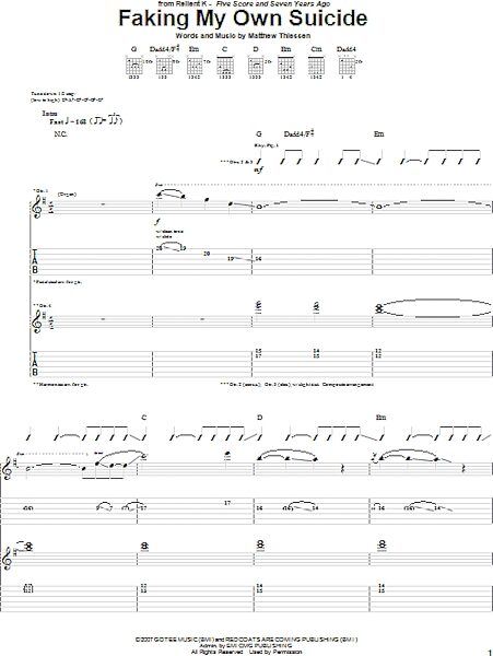 open zoom image for Faking My Own Suicide - Guitar TAB, New, Main