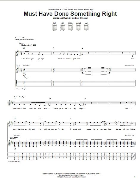open zoom image for Must Have Done Something Right - Guitar TAB, New, Main