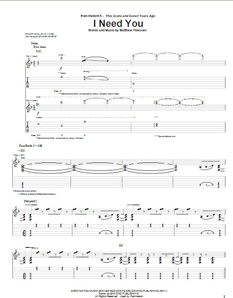 open zoom image for I Need You - Guitar TAB, New, Main