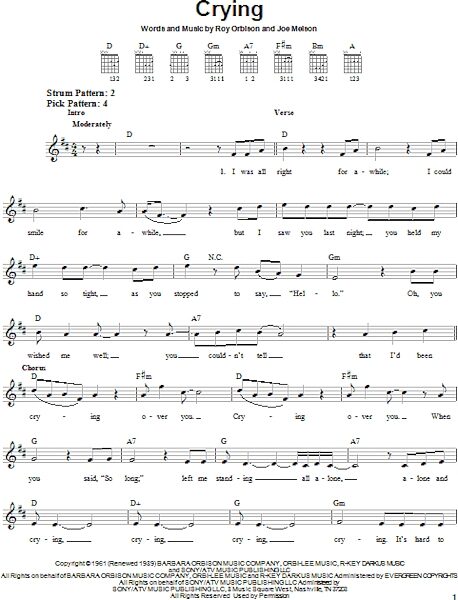 open zoom image for Crying - Easy Guitar, New, Main