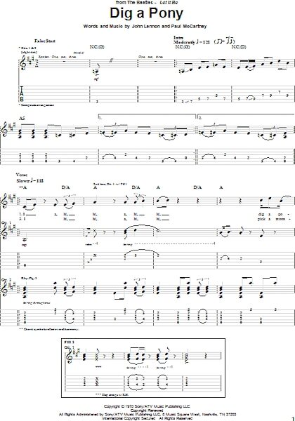 open zoom image for Dig A Pony - Guitar TAB, New, Main