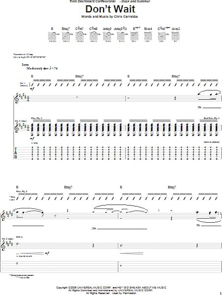 open zoom image for Don't Wait - Guitar TAB, New, Main