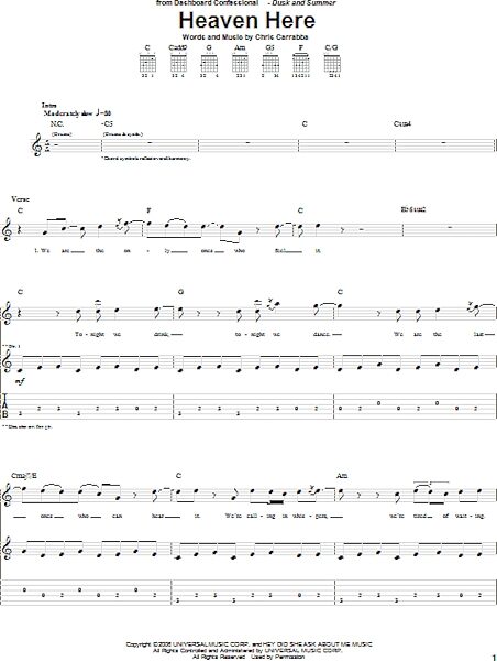open zoom image for Heaven Here - Guitar TAB, New, Main