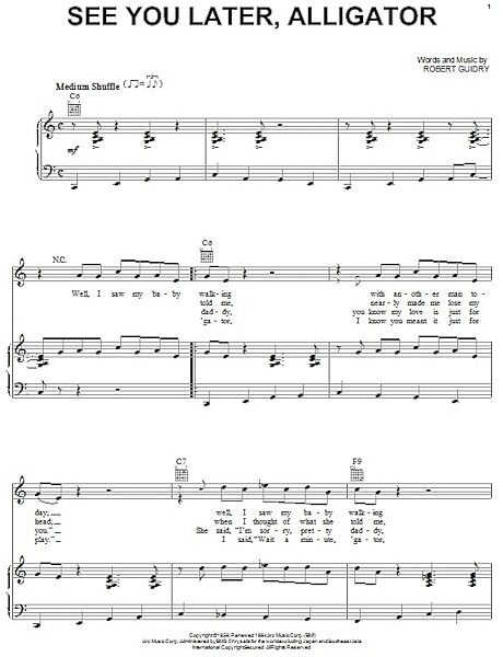 open zoom image for See You Later, Alligator - Piano/Vocal/Guitar, New, Main