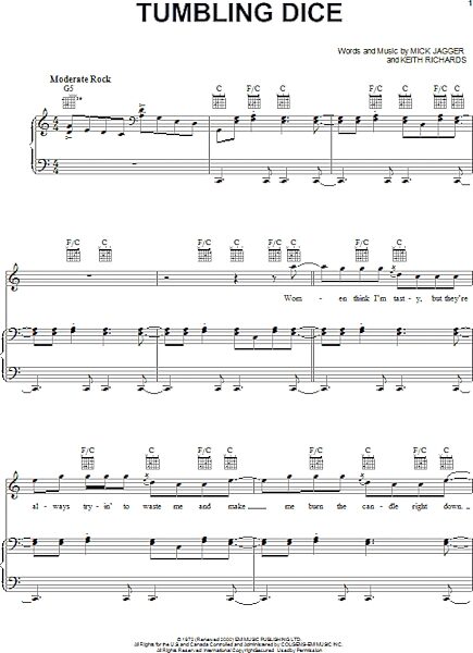 open zoom image for Tumbling Dice - Piano/Vocal/Guitar, New, Main
