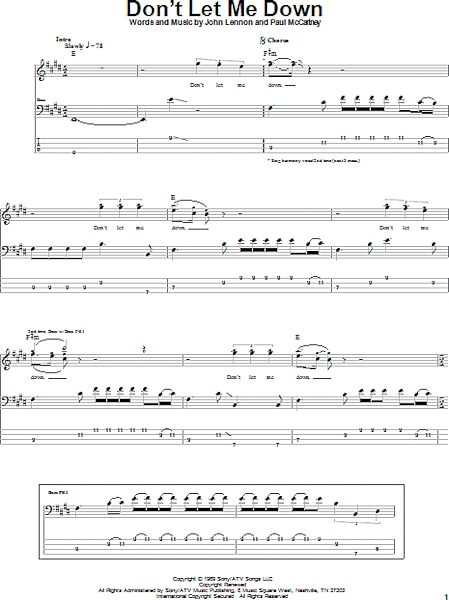 open zoom image for Don't Let Me Down - Bass Tab, New, Main