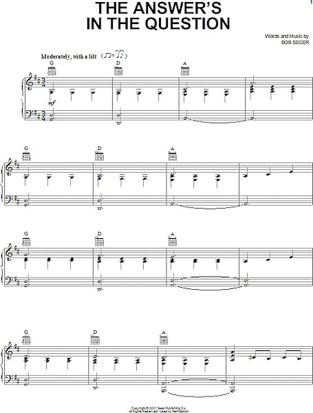open zoom image for The Answer's In The Question - Piano/Vocal/Guitar, New, Main